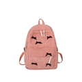 Sac à dos en velours côtelé rose pour femme avec petits nœuds noirs et poches latérales - Rose