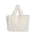 Elegante bolso tote de piel sintética blanca para mujer con gran capacidad y felpa - Blanco