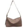 Sac fourre-tout en cuir marron à grande capacité avec bandoulière réglable et boucle dorée - Grand / Kaki