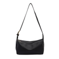 Minimalist black PU leather crossbody bag with adjustable strap and textured finish - Small / Black