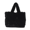 Sac fourre-tout en peluche noire avec des poignées épaisses et une texture douce - Noir