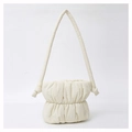 Chic quilted beige cloud shoulder bag with knotted straps and pleated texture - 21*28*8cm / White