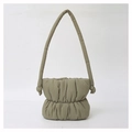 Modern olive khaki quilted puffy shoulder bag with ruched details and a knotted strap - 21*28*8cm / Army Green