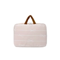 Bolso rosa de rayas para portátil con estampado de lazos y asas marrones en contraste - Rosa Horizontal