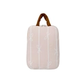 Bolso de tela a rayas rosa y blanco con estampado de lazo y asas marrones variante - Rosa Vertical