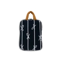 Bolso de mano minimalista de tela con rayas blancas y negras y diseño de lazo blanco - Negro Vertical