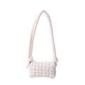 Borsa a spalla imbottita in nylon bianco con eleganti manici annodati alla moda - Bianco
