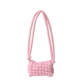 Elegante borsa a spalla in nylon plissettato rosa con tracolla a nodo per donna - Rosa