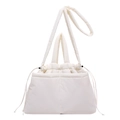 Borsa a tracolla trapuntata bianco crema con coulisse e design imbottito moderno - Bianco