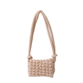 Schicke hellrosa gefaltete Nylon-Schultertasche mit Wolkentextur und Knotenträgern - Khaki