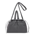 Borsa tote trapuntata grigio scuro con chiusura a coulisse e doppie tracolle - Grigio