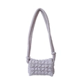 Minimalistische helllilane gesteppte Nylon-Umhängetasche mit Puffy-Textur und Knoten - Grau