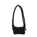 Schicke schwarze Nylon-Wolken-Umhängetasche mit Steppmuster und geknotetem Riemendetail - Schwarz