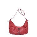 Borsa a spalla hobo rossa in finta pelle con ciondolo a croce in metallo e tracolla - Rosso