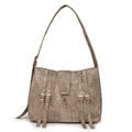 Retro taupe PU leather crossbody bag with decorative metal eyelet straps and buckles - Khaki