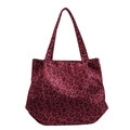 Borsa tote alla moda in tela con stampa leopardata bordeaux e tracolle lunghe da donna - Bordeaux Scuro