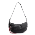 Bolso hobo chic de cuero PU negro con cordón trenzado moderno y colgante de llave - Negro