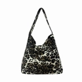 Borsa a spalla Hobo alla moda con stampa leopardata in resistente tela twill da donna - Leopardo Beige
