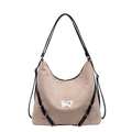 Sac fourre-tout en daim kaki avec ornement papillon en métal et bandoulière noire réglable - Khaki