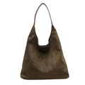 Borsa hobo in pelle scamosciata verde oliva scuro con grande capacità e tracolla - 36*13*31 / Verde