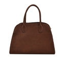 Bolso tote retro de gran capacidad en ante marrón oscuro con textura mate - Pequeño / Pequeño Con Correa de Hombro / Marrón