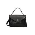 Elegante borsa in pelle PU nera con chiusura a scatto argentata e tracolla regolabile - Nero