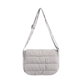 Light gray quilted shoulder bag with adjustable strap on a clean white background - Gray