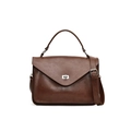 Borsa a tracolla vintage in pelle PU marrone con chiusura argento e tracolla regolabile - Marrone
