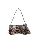 Bolso de hombro chic de PU con estampado de leopardo, base curva y correas dobles - Estampado de Leopardo Amarillo