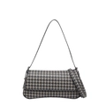 Bolso de hombro de PU a la moda con patrón de pata de gallo y correa de cuero negro - Houndstooth