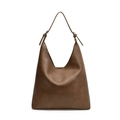 Bolso hobo clásico de cuero PU marrón oscuro con elegante detalle de nudo para mujer - Marrón
