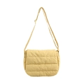 Creamy yellow quilted crossbody bag with autumn design and soft nylon fabric texture - Yellow