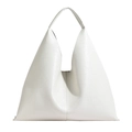 Minimalistische weiße PU-Leder Hobo-Handtasche mit Dreiecksdesign und Textur - Cremeweiß