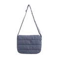 Navy blue quilted crossbody bag made of composite fabric with adjustable strap - Blue