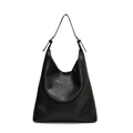 Bolso hobo grande de piel sintética negra con correa ajustable y textura granulada - Negro