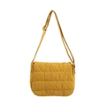 Minimalist mustard yellow quilted crossbody bag with adjustable wide shoulder strap - Dark Yellow