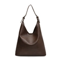 Bolso hobo chic de cuero PU marrón oscuro con gran capacidad y correa con nudo - Marrón