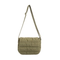 Quilted nylon crossbody bag in olive green with adjustable strap and casual minimalist style - Green