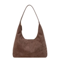 Bolso de hombro hobo minimalista de cuero PU mate marrón oscuro para mujer, estilo otoño - café