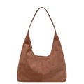 Bolso hobo grande de color marrón retro con cremallera y suave textura de ante - Marrón