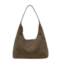 Bolso de hombro minimalista en cuero PU mate marrón oscuro con diseño de media luna - Verde