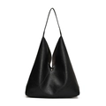 Minimalistische schwarze PU-Leder Schultertasche mit schickem Dreieck-Tote-Design - Schwarz