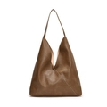 Minimalistische dunkelbraune Hobo-Tragetasche aus PU-Leder mit Magnetverschluss - Khaki
