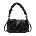 Bolso nube plisado negro de cuero sintético suave con asa fruncida a juego - Negro