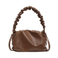 Bolso nube marrón oscuro con diseño plisado y asa fruncida con correa fina - Marrón