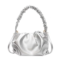 Elegante bolso nube plateado metalizado para mujer con asa fruncida y correa bandolera - Plateado