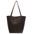 Minimalist leopard print tote bag with large capacity and elegant dual shoulder straps - Coffee Small Leopard Print