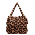Borsa tote trapuntata con stampa leopardata, fiocchi laterali e manici resistenti - Leopardo Marrone
