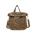 Modische Canvas-Einkaufstasche mit Leopardenmuster und verstellbarem Schultergurt - Braun
