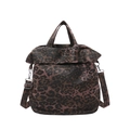 Schicke Canvas-Tragetasche mit Leopardenmuster und verstellbarem Schultergurt - Braun
